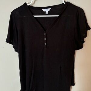 TIME AND TRU black v neck with buttons